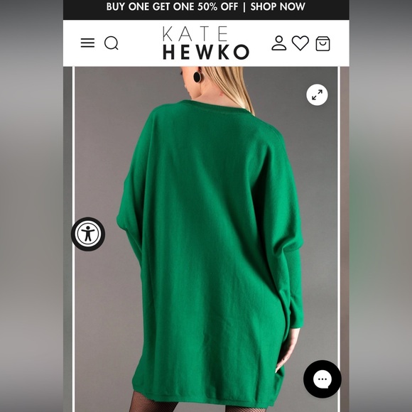 Kate Hewko Green oversized v neck sweater - Picture 3 of 6